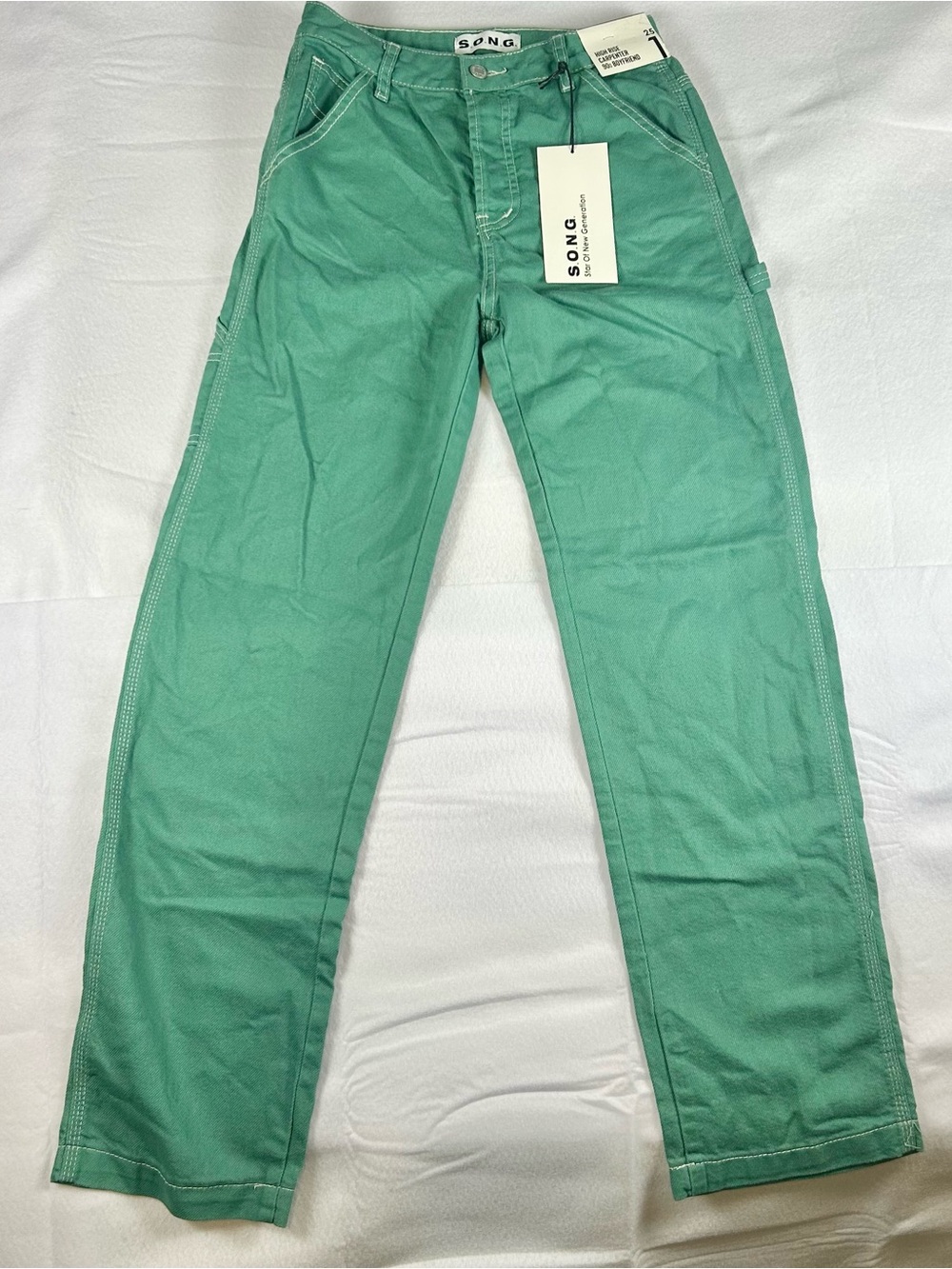 S.O.N.G Jeans Women’s Size 1 (25) 90s Boyfriend High Rise Carpenter Green Y2K